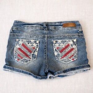✨ Wallflower Y2K Distressed Jean Shorts – w Embellished Pockets Size 1